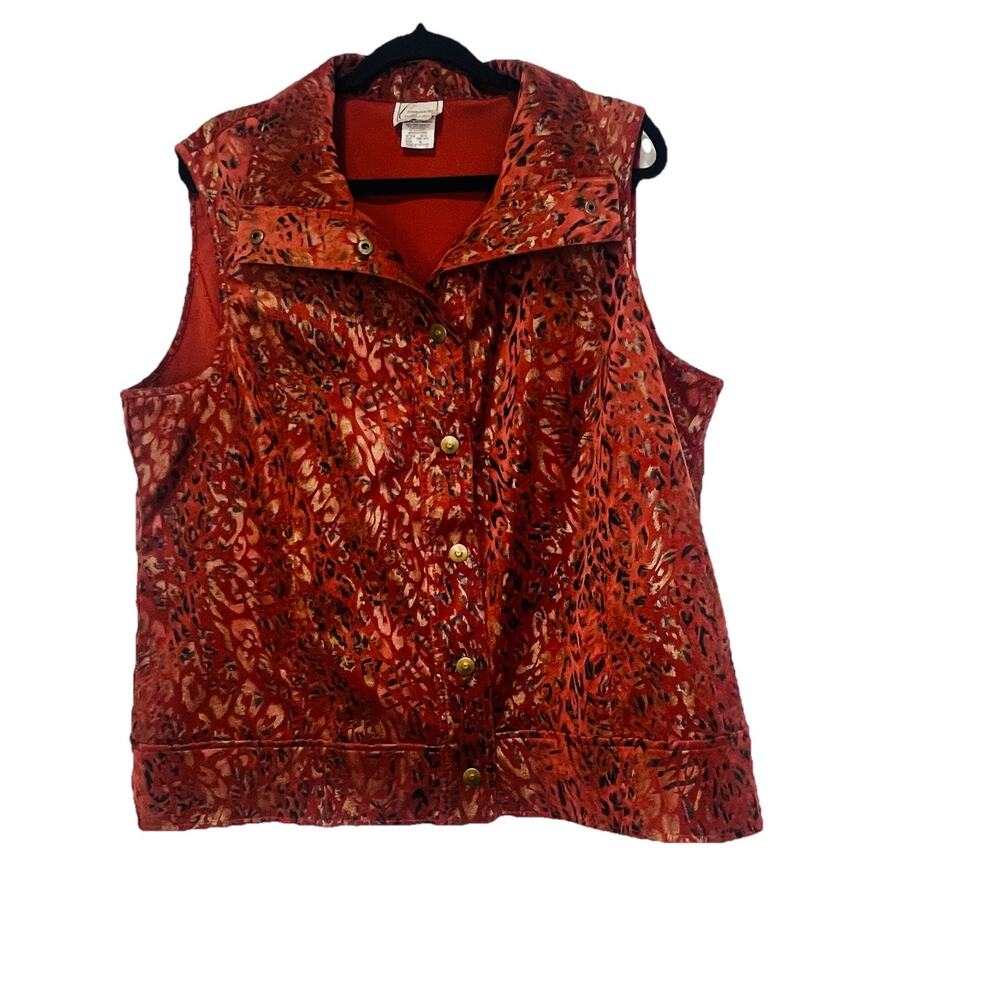 Company Collection Women’s Size XL Burnt Orange‎ Cheetah Print Sleeveless Jacket